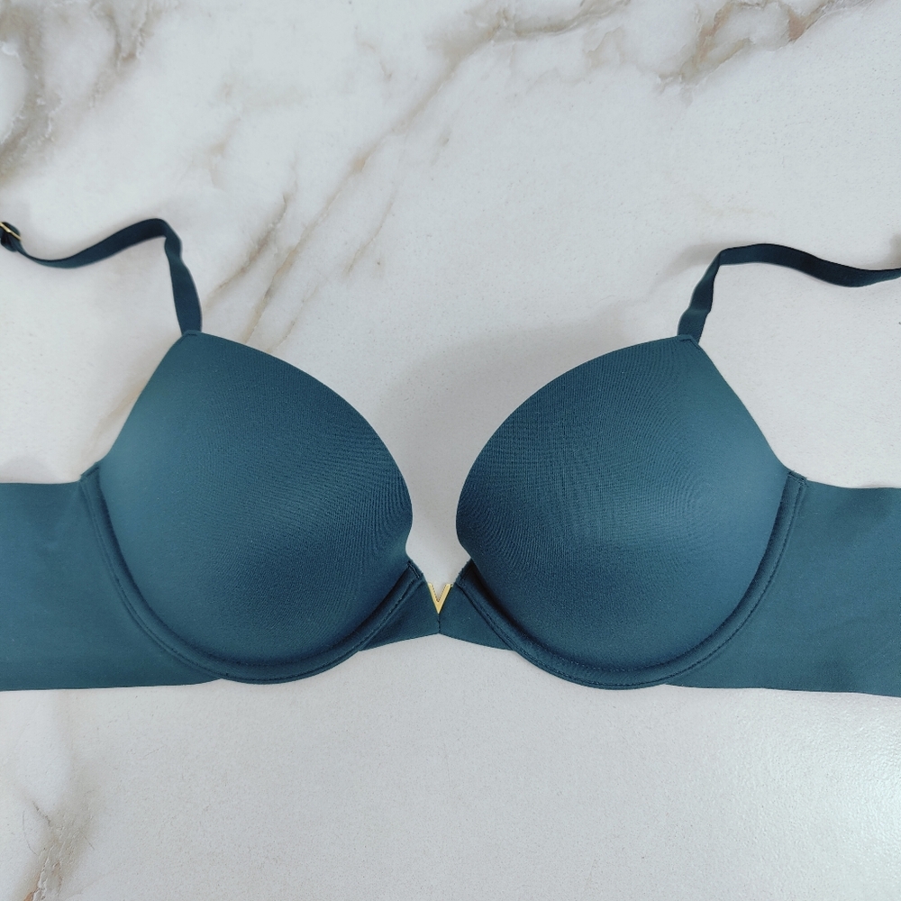 Victoria's Secret Love Cloud Dark Teal Green Push Up Bra, 34C - Picture 2 of 11